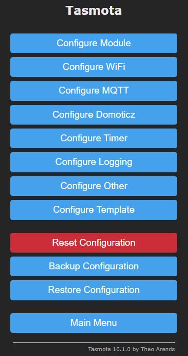 Tasmota Web Configuration